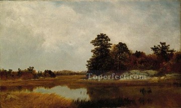 ジョン・フレデリック・ケンセット Painting - October In The Marshes ルミニズムの海の風景 ジョン・フレデリック・ケンセット